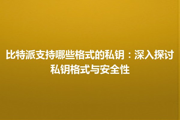 比特派支持哪些格式的私钥：深入探讨私钥格式与安全性